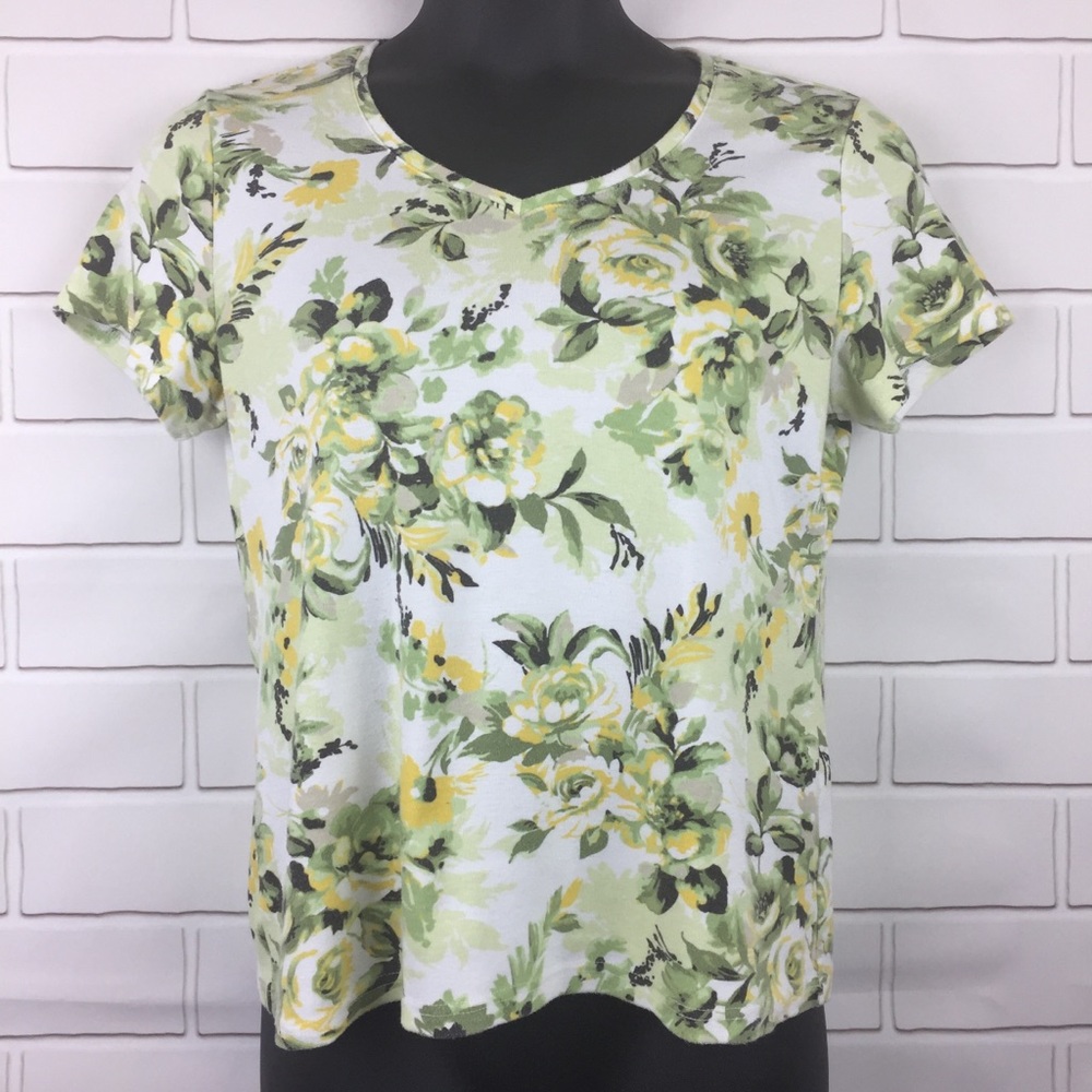 Karen Scott Floral Short Sleeve T-shirt Size L
